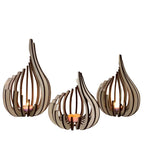 wooden candle holder flame shaped