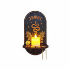 wooden wall shelf candle holder snake