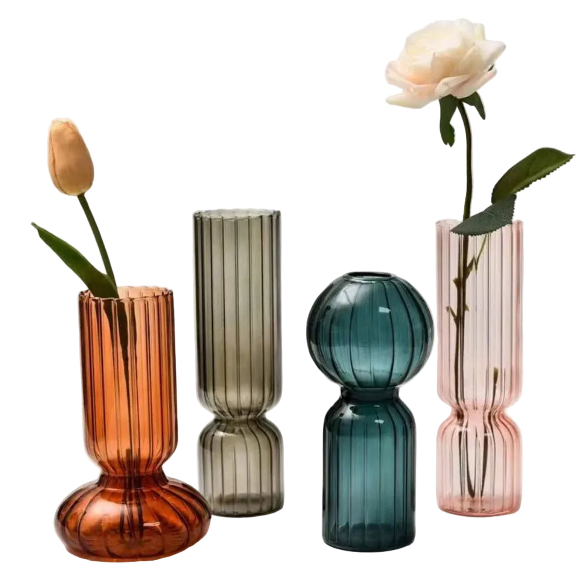 Striped Glass Tabletop Vase with Modern Design