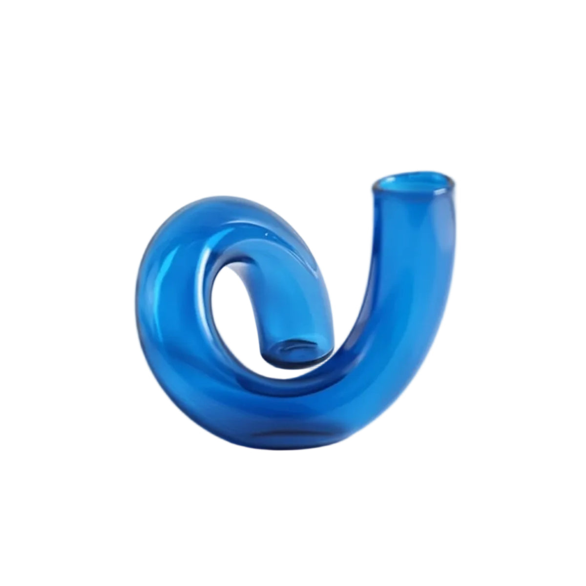 transparent irregular glass vase blue
