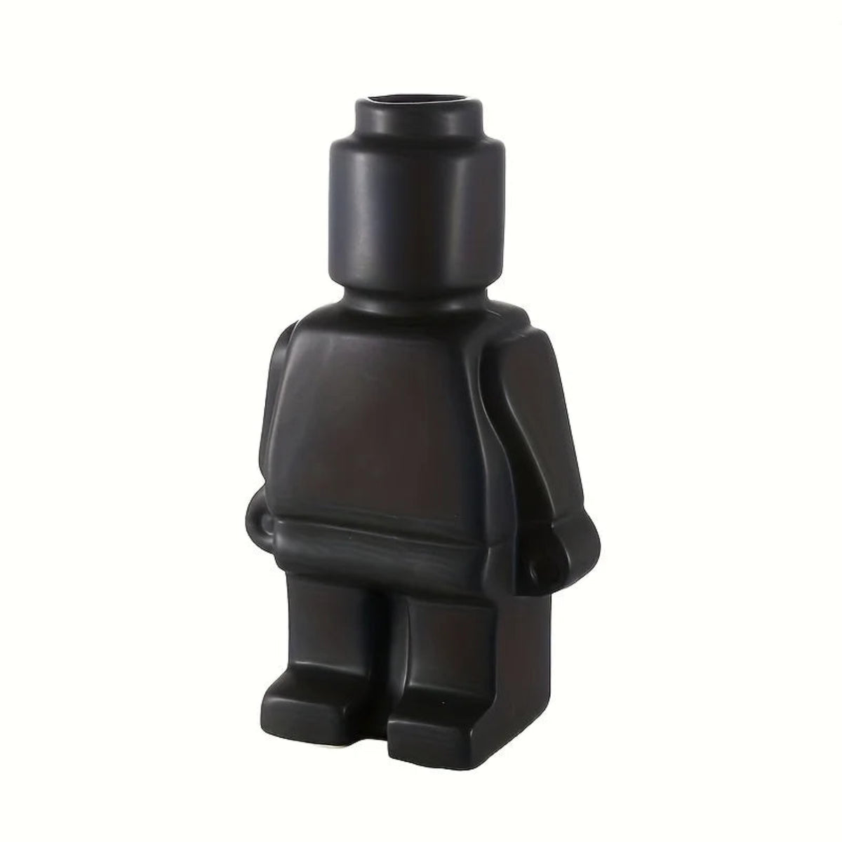 nordic ceramic robot flower vase black