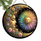 Mandala sun and moon wall plate