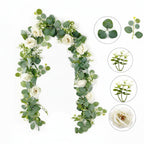 artificial eucalyptus garland rose vine