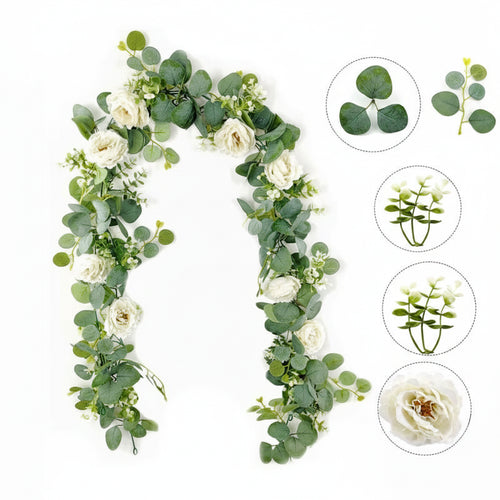 artificial eucalyptus garland rose vine