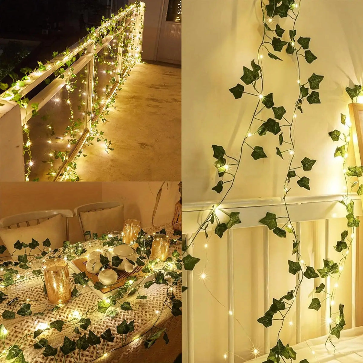 Artificial Ivy Vine String Lights 2M Silk Leaf