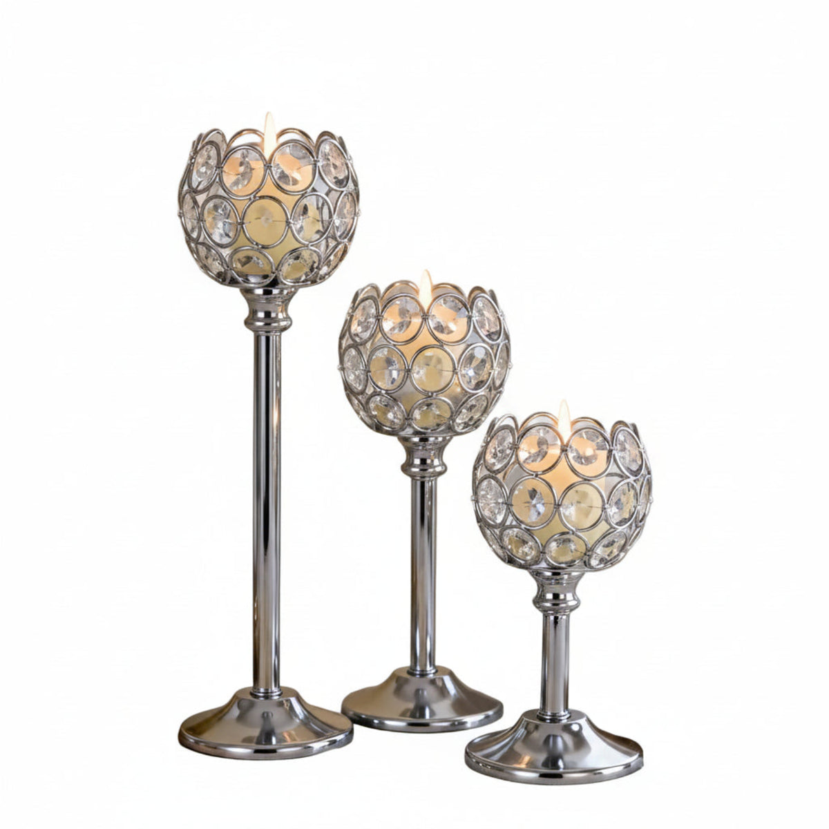 metal glass tealight candle holder silver