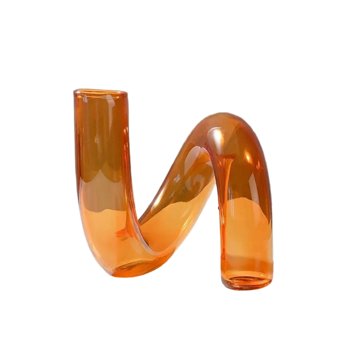 transparent irregular glass vase orange