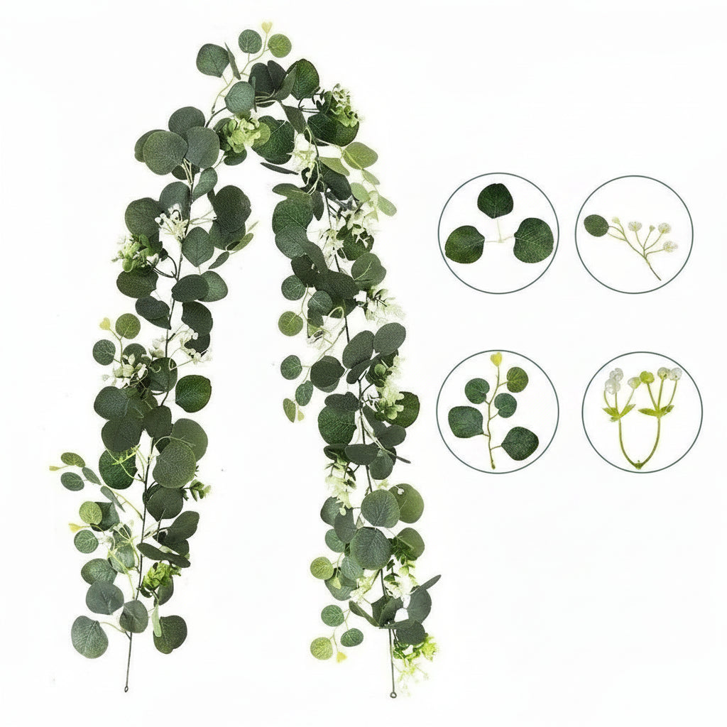 artificial eucalyptus garland light green