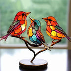 Colorful Acrylic Bird Ornaments with a Bird-on-Branch Design