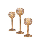 metal glass tealight candle holder golden