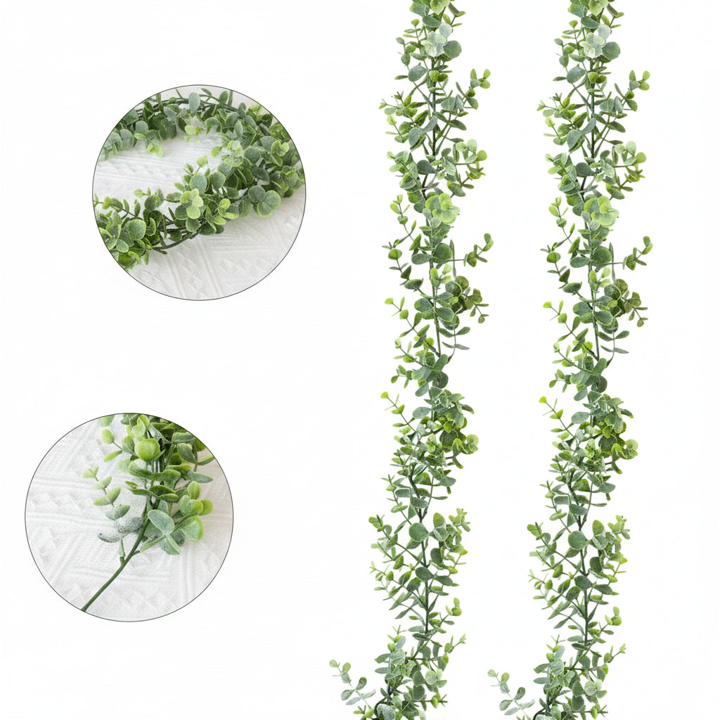 artificial eucalyptus garland gray green